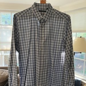 Theory Men's Shirt, Blue Plaid, L